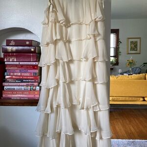 Worth Cream Ruffle Skirt 100% Silk